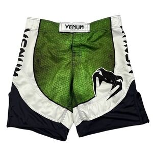 Venum Mens Green Black White Snakeskin MMA Fight Shorts Size Large US 34/35